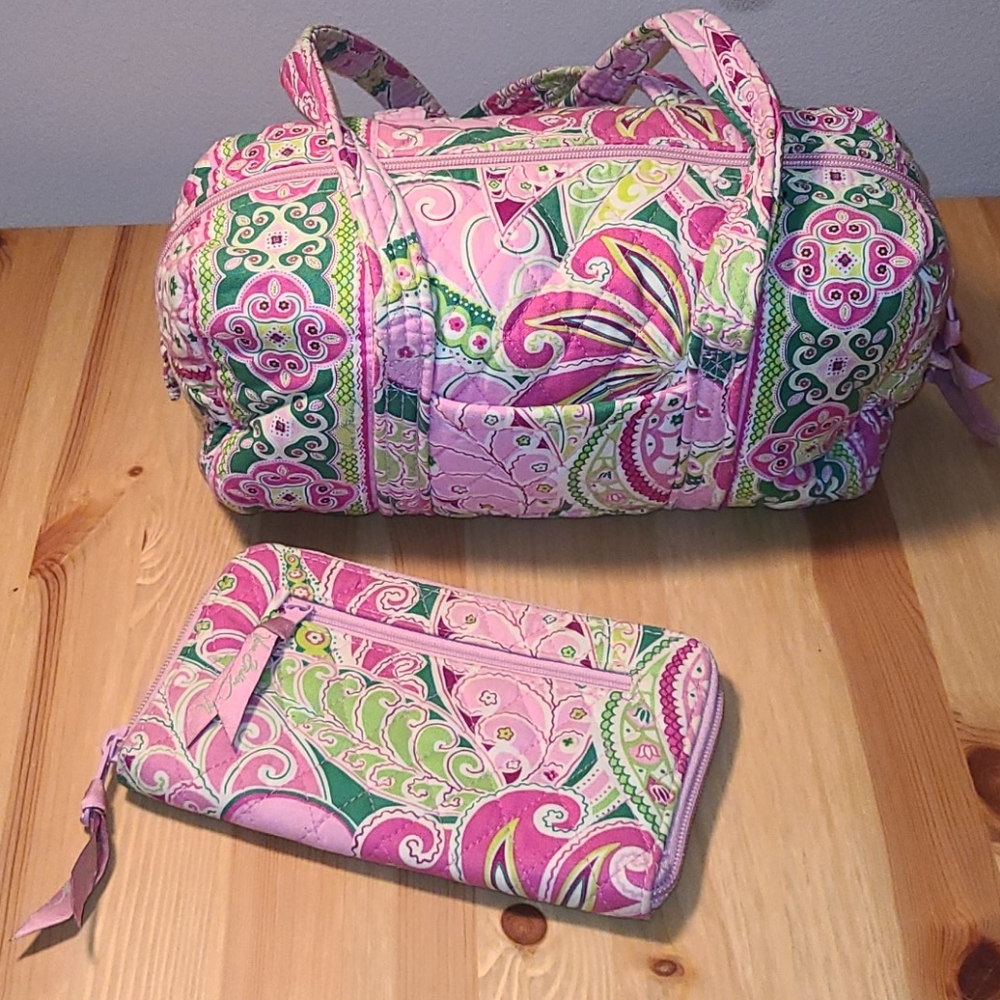 Vera Bradley Pinwheel Pink Handbag and Wallet
